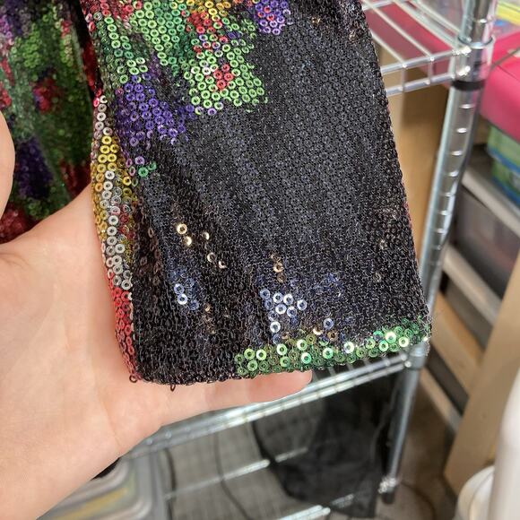 Express Y2K Women’s Shimmery Floral Sequin Tunic Dress Size S Going Out Disco‎ - Picture 9 of 11